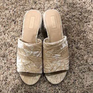 Brand new cream velvet open toe mules. Forever 21